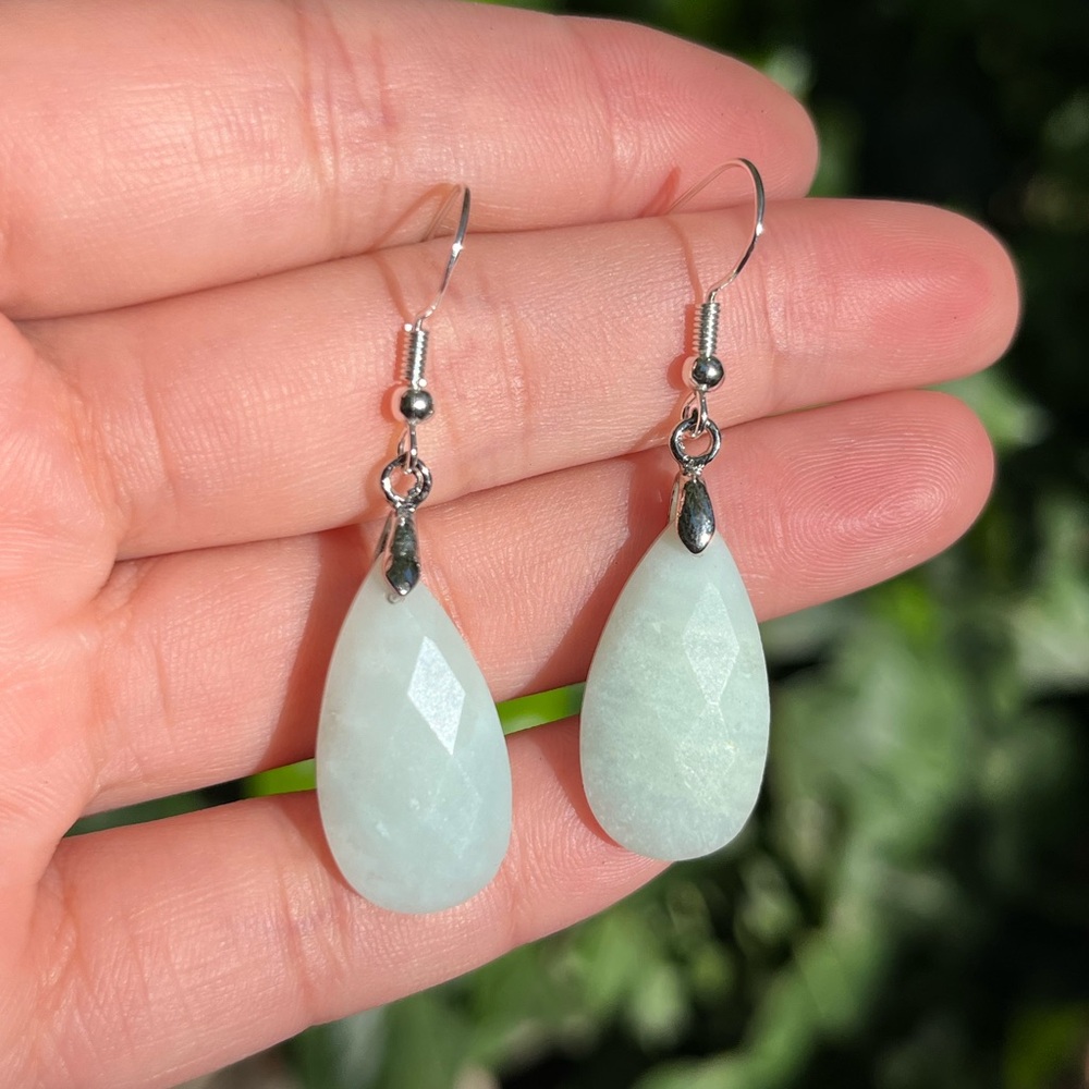 Silver plated carribean calcite facades drop earrings
